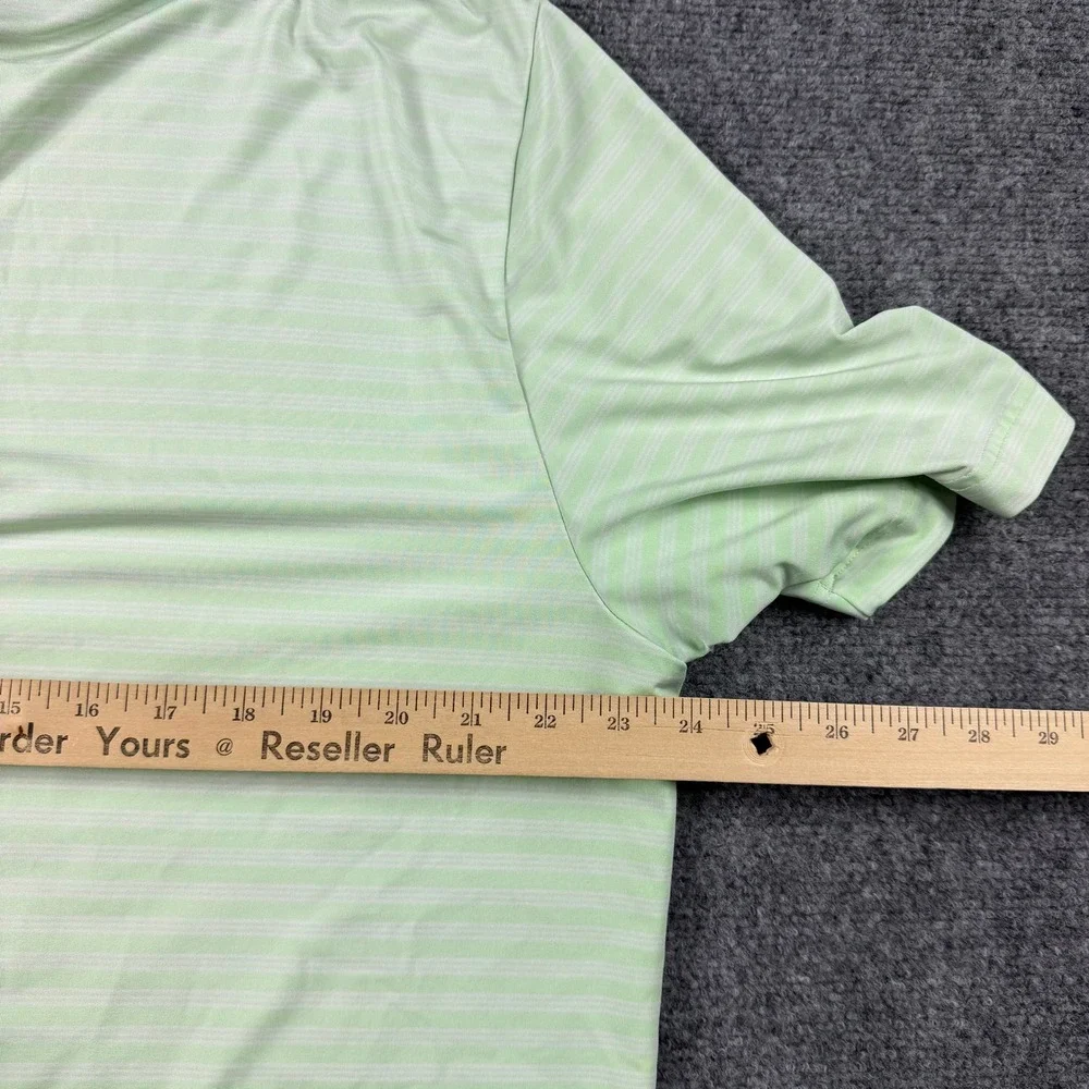 Adidas Polo Shirt Mens XL Green Striped Torrey Pines Golf Performance Short